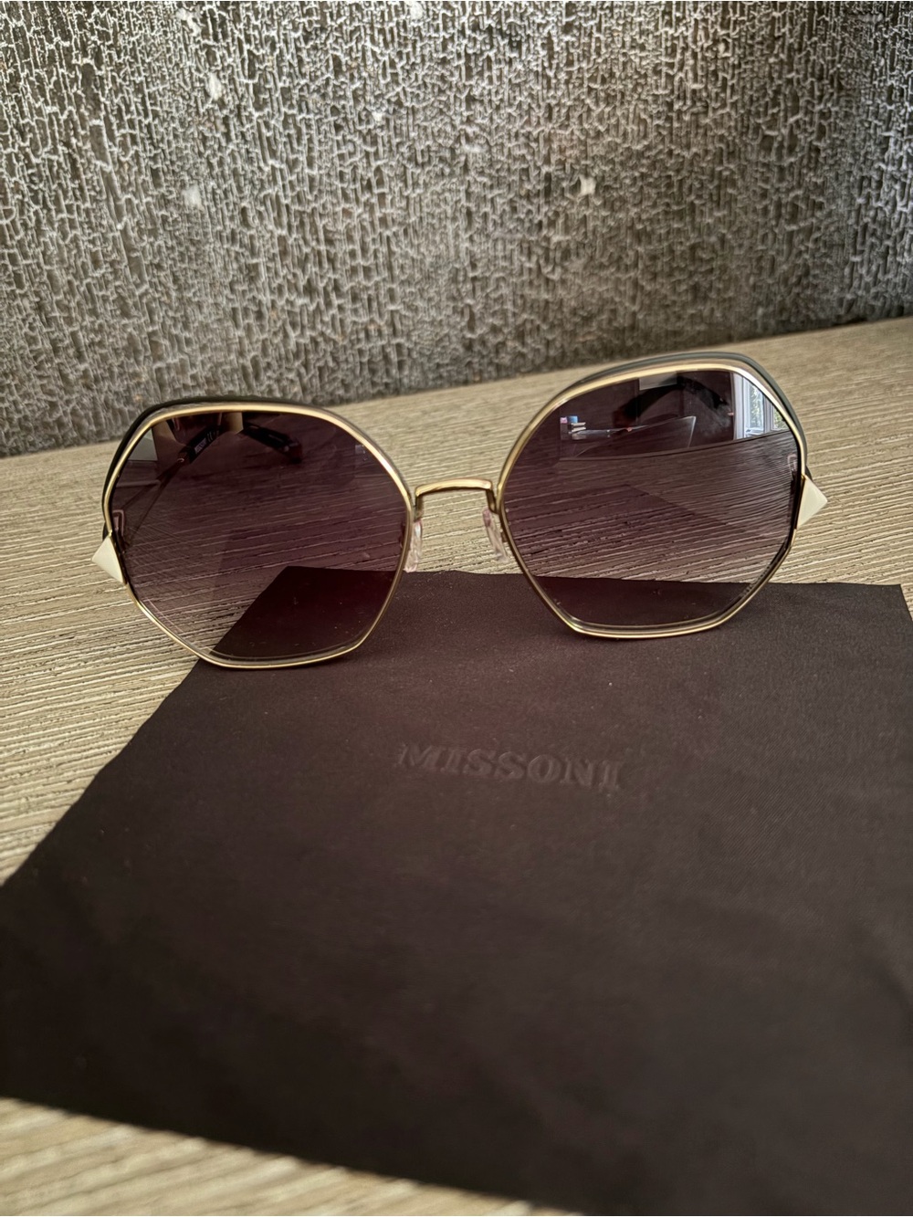 Missoni Gold Frame Sunglasses with Brown Lenses